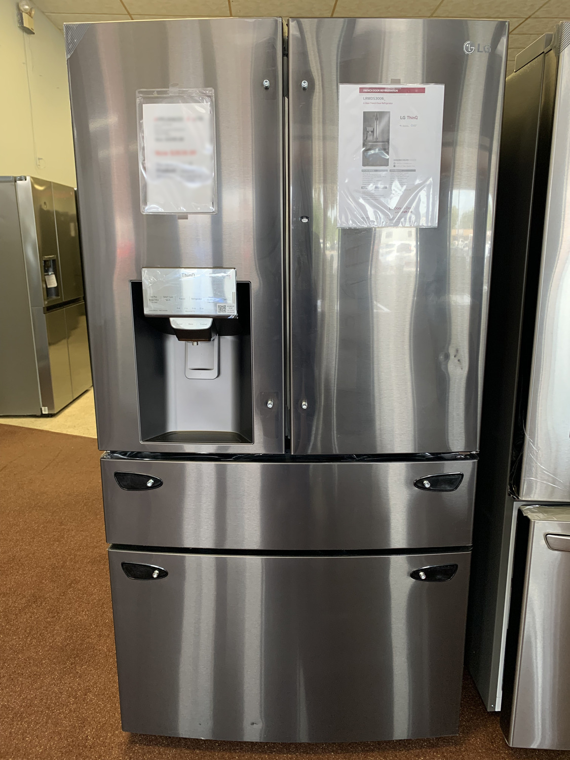 LG LRMDS3006D: Black Stainless Steel 30 Cu. ft. Smart Refrigerator with Craft Ice